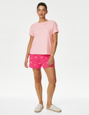 

Womens M&S Collection Pure Cotton Palm Tree Shortie Set - Pink Mix, Pink Mix