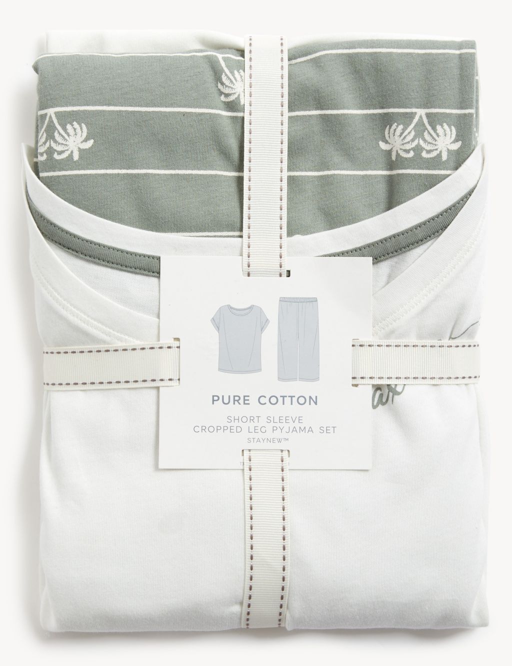 Pure Cotton Palm Print Cropped Pyjama Set image 6