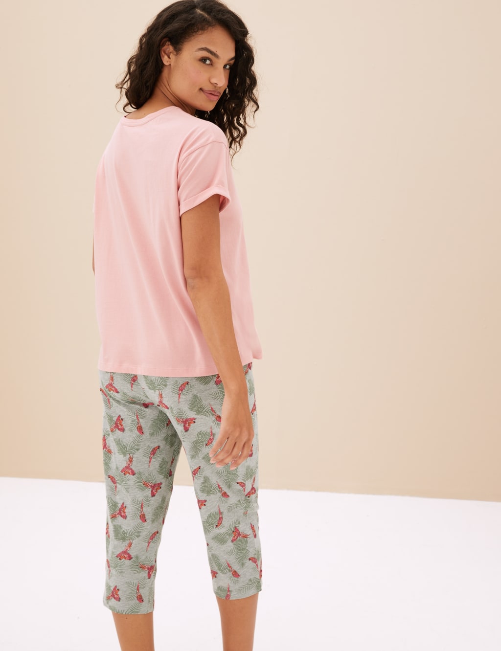 Cotton Rich Parrot Print Cropped Pyjama Set image 4