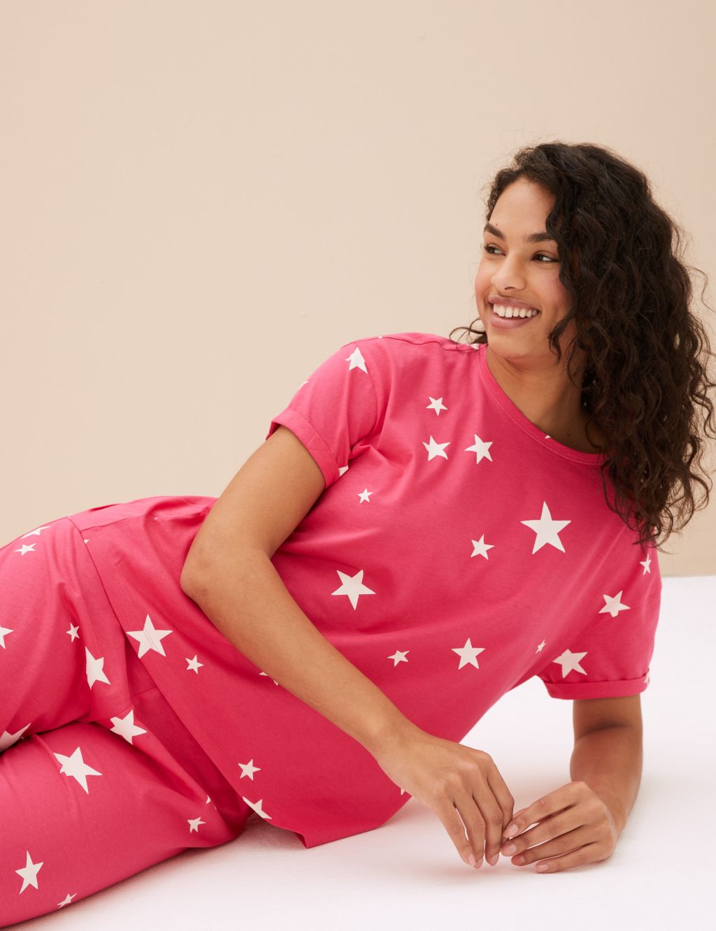 Pure Cotton Star Print Cropped Pyjama Set image 1