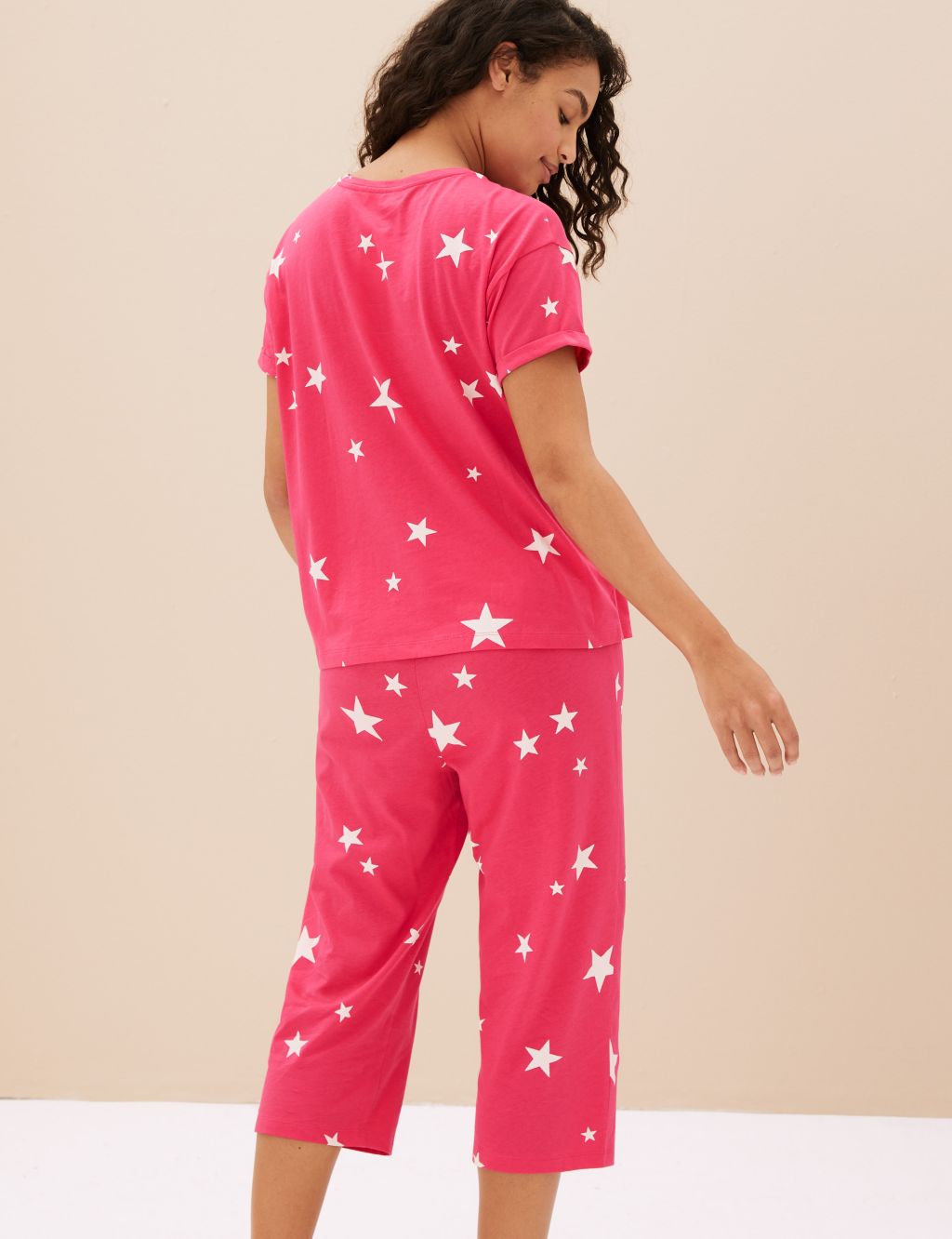 Pure Cotton Star Print Cropped Pyjama Set image 3