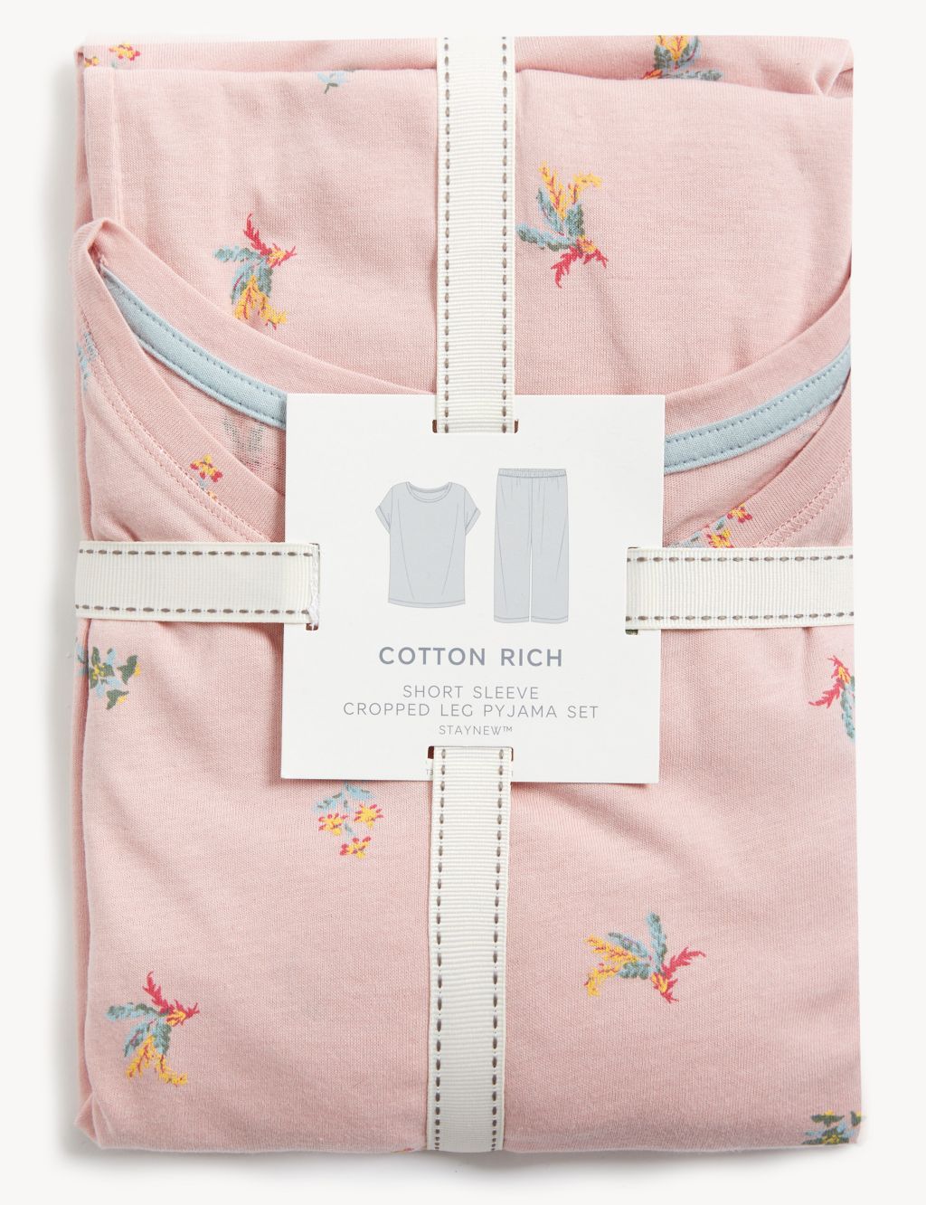 Pure Cotton Ditsy Floral Cropped Pyjama Set image 6