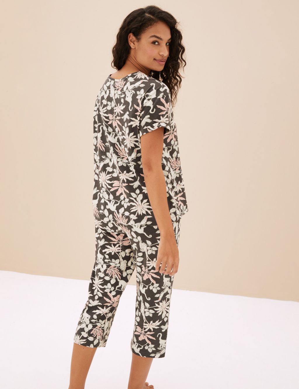 Cotton Rich Jungle Print Cropped Pyjama Set image 5