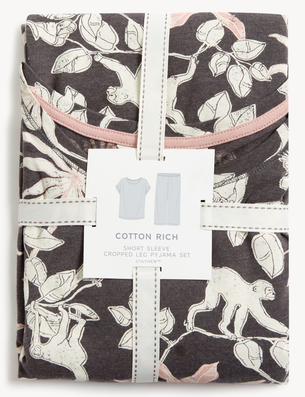 Cotton Rich Jungle Print Cropped Pyjama Set image 6
