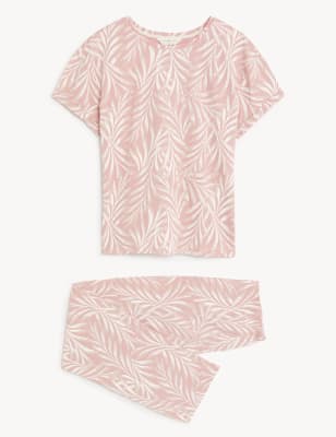 Pure Cotton Leaf Print Pyjama Set