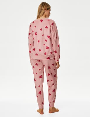 Fleece Heart Print Pyjama Set