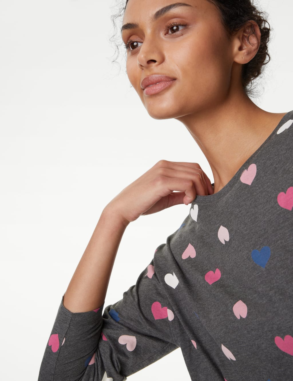 Cotton Rich Heart Print Pyjama Set image 3