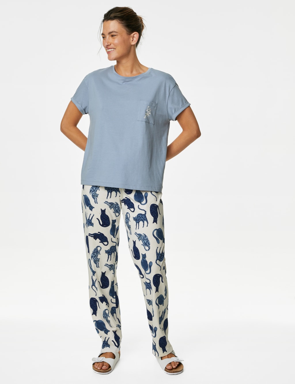 Pure Cotton Cat Print Pyjama Set image 1