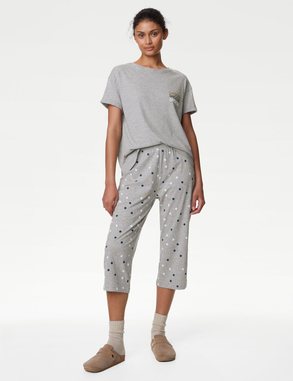 Cotton Rich Polka Dot Cropped Pyjama Set image 4