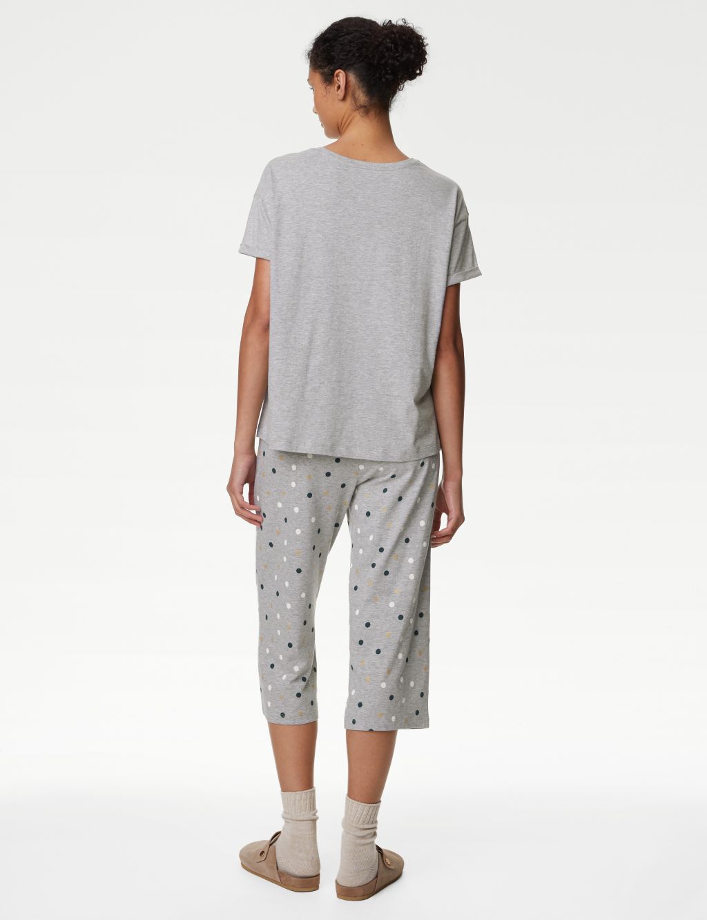 Cotton Rich Polka Dot Cropped Pyjama Set image 6
