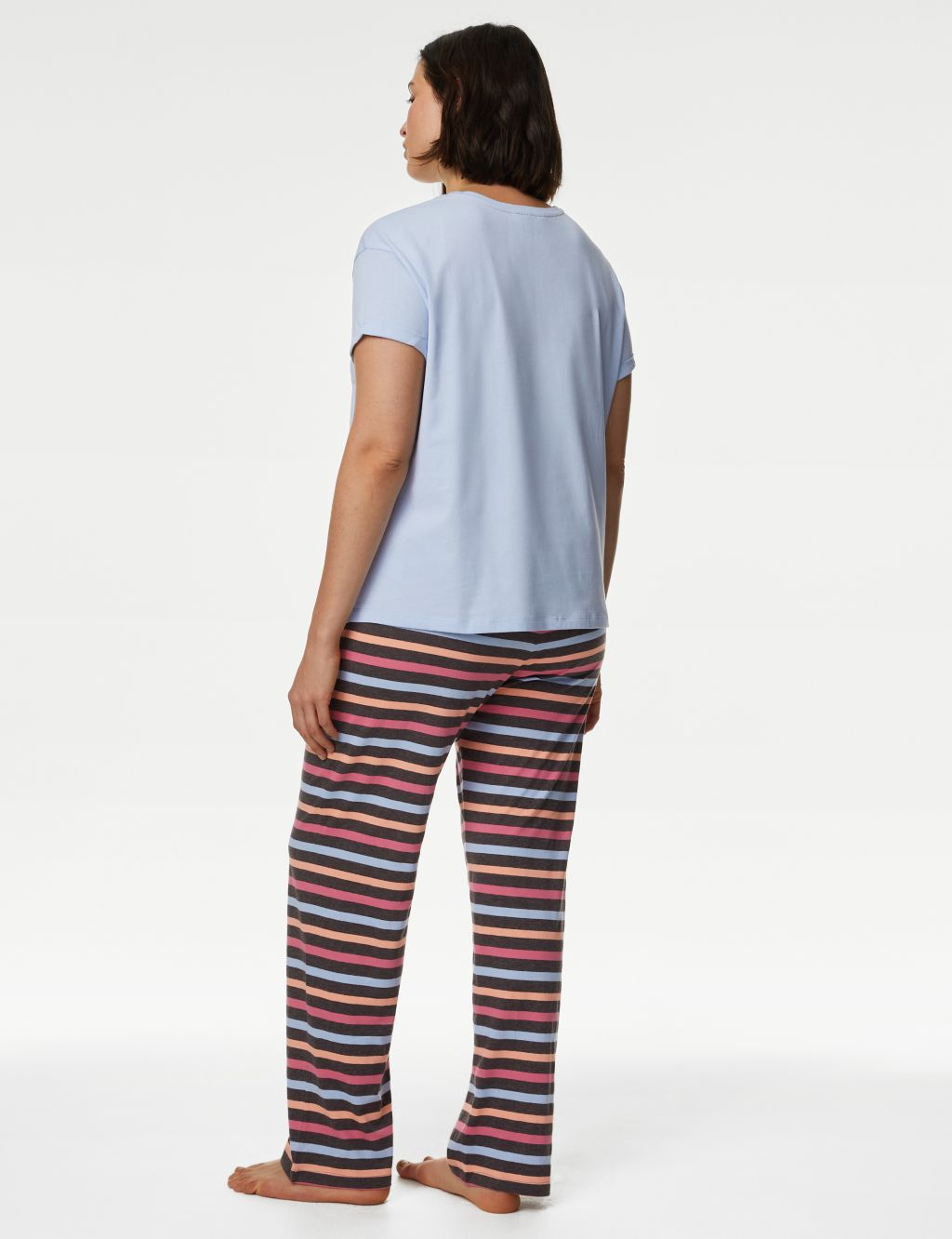 Cotton Rich Striped Slogan Pyjama Set image 5