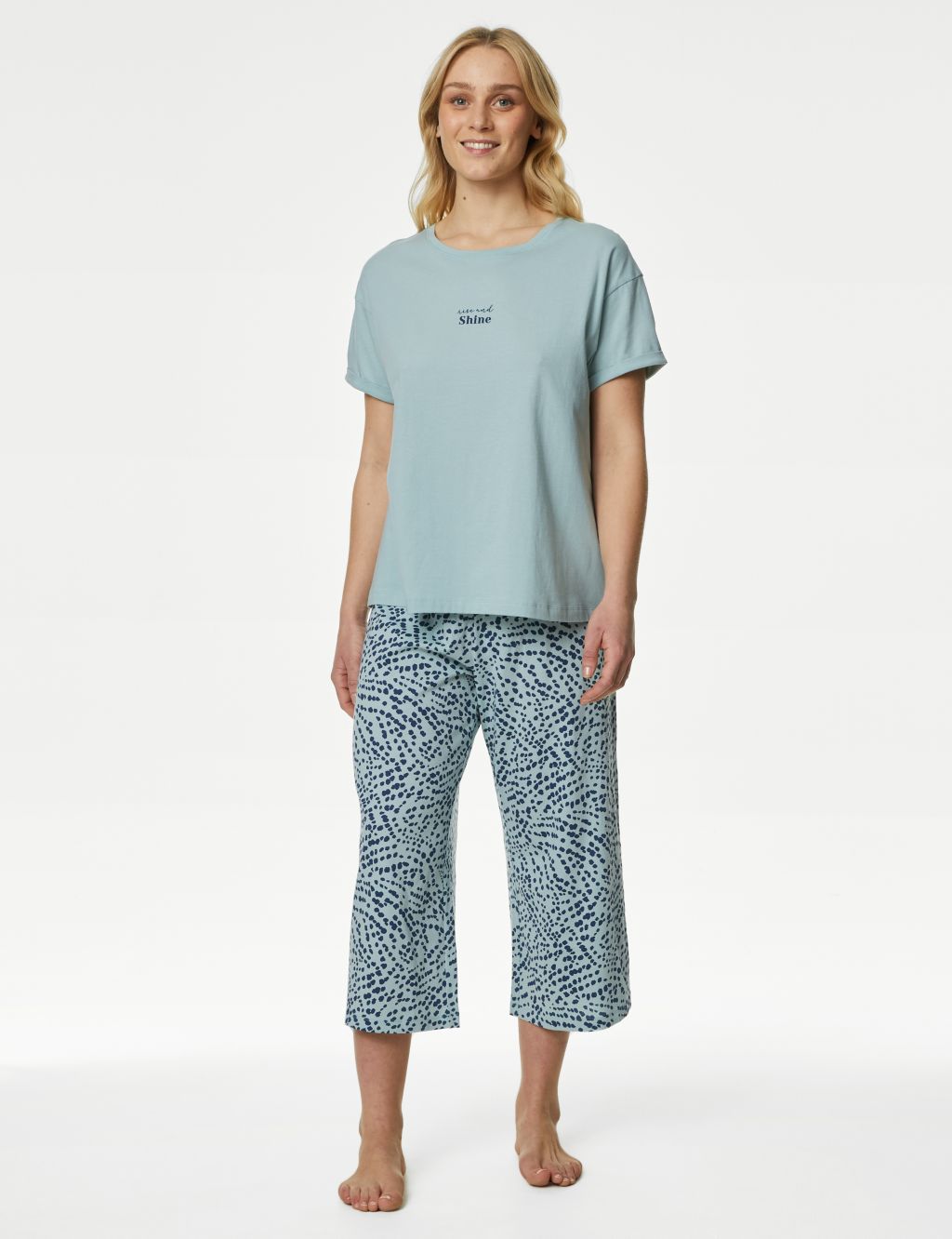 Pajama Camisole Top and Shorts - Cream/roses - Ladies