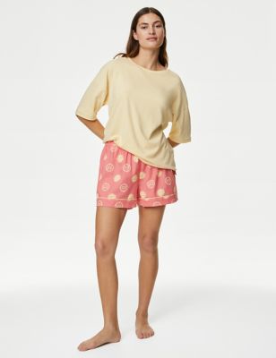 

Womens M&S Collection Pure Cotton Printed Shortie Set - Coral Mix, Coral Mix