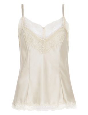 Pure Silk Camisole with French Designed Rose Lace | Rosie for Autograph ...