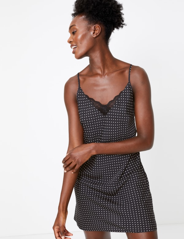 Satin Spot Design Short Chemise