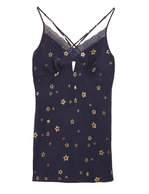 

Womens Boutique Dream Satin™ Star Print Chemise - Navy Mix, Navy Mix