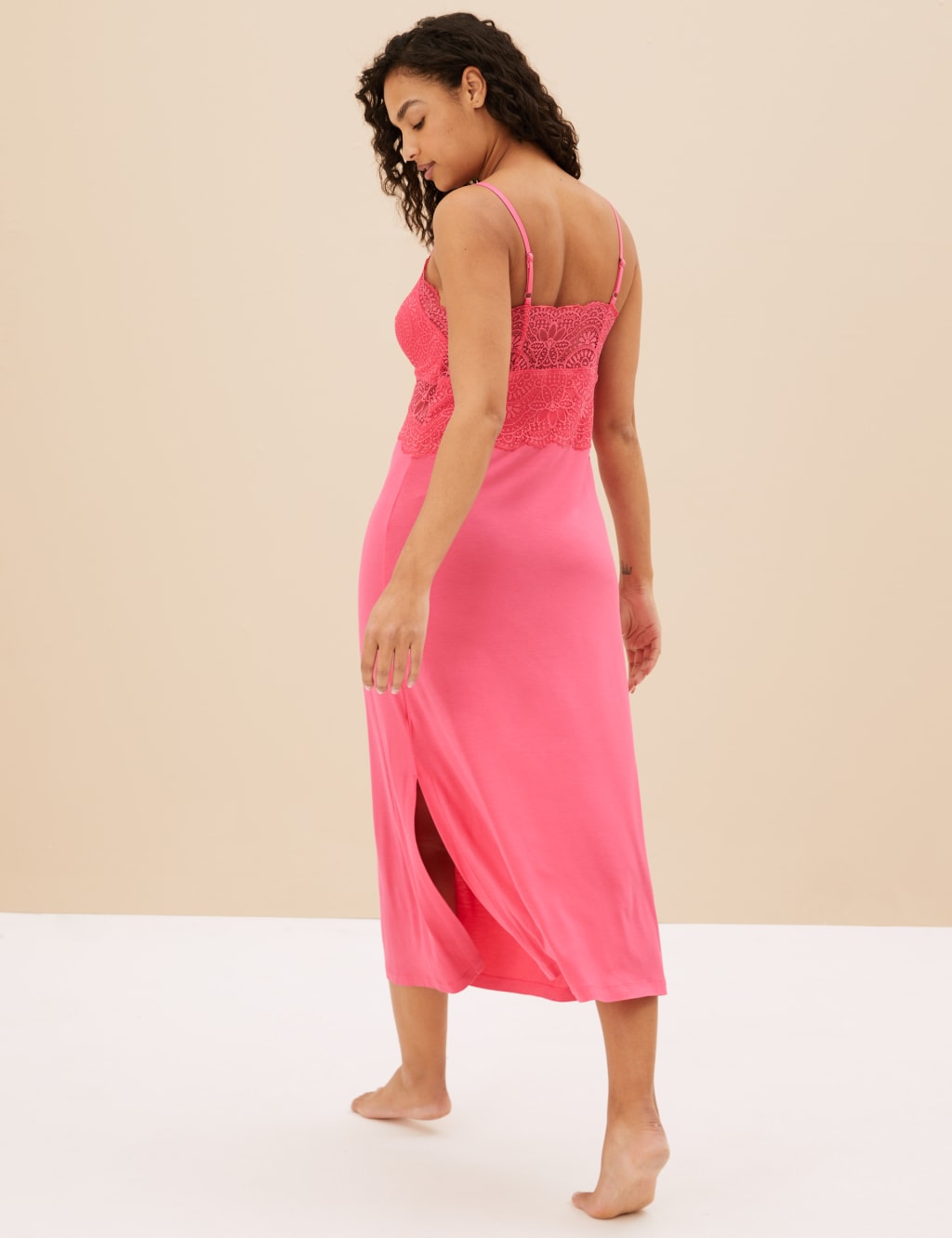 Strappy Lace Trim Long Chemise image 3