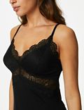Lace Trim Strappy Short Chemise