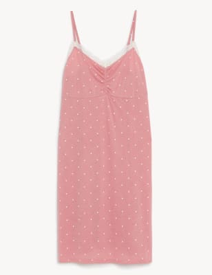 Polka Dot Lace Trim Chemise