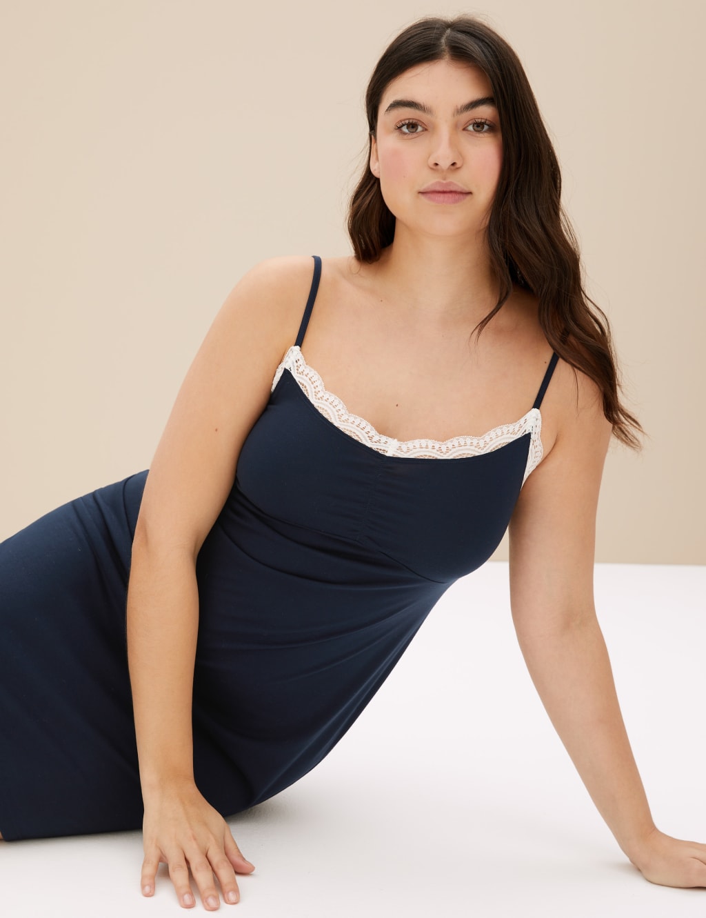 Lace Trim Strappy Short Chemise image 1
