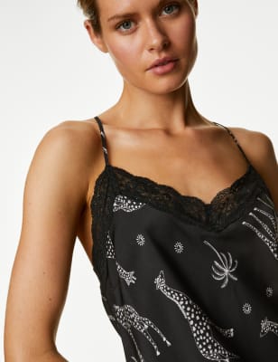 

Womens M&S Collection Dream Satin™ Giraffe Print Long Chemise - Black Mix, Black Mix