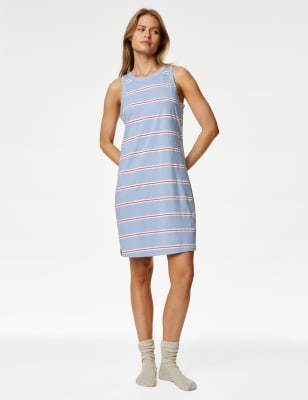 

Womens M&S Collection Cotton Modal Striped Chemise - Pink Mix, Pink Mix