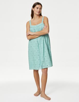 

Womens M&S Collection Pure Cotton Broderie Chemise - Sea Green, Sea Green