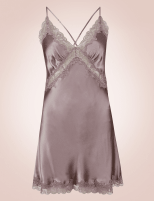 Pure Silk French Designed Lace Trim Chemise | Rosie for Autograph | M&S