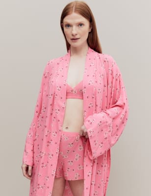 

Womens M&S X GHOST Floral Print Long Kimono Robe - Pink Mix, Pink Mix