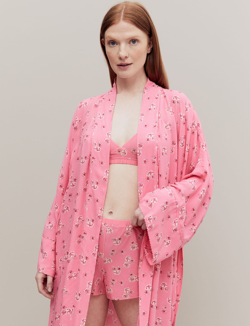 Floral Print Long Kimono Robe image 1