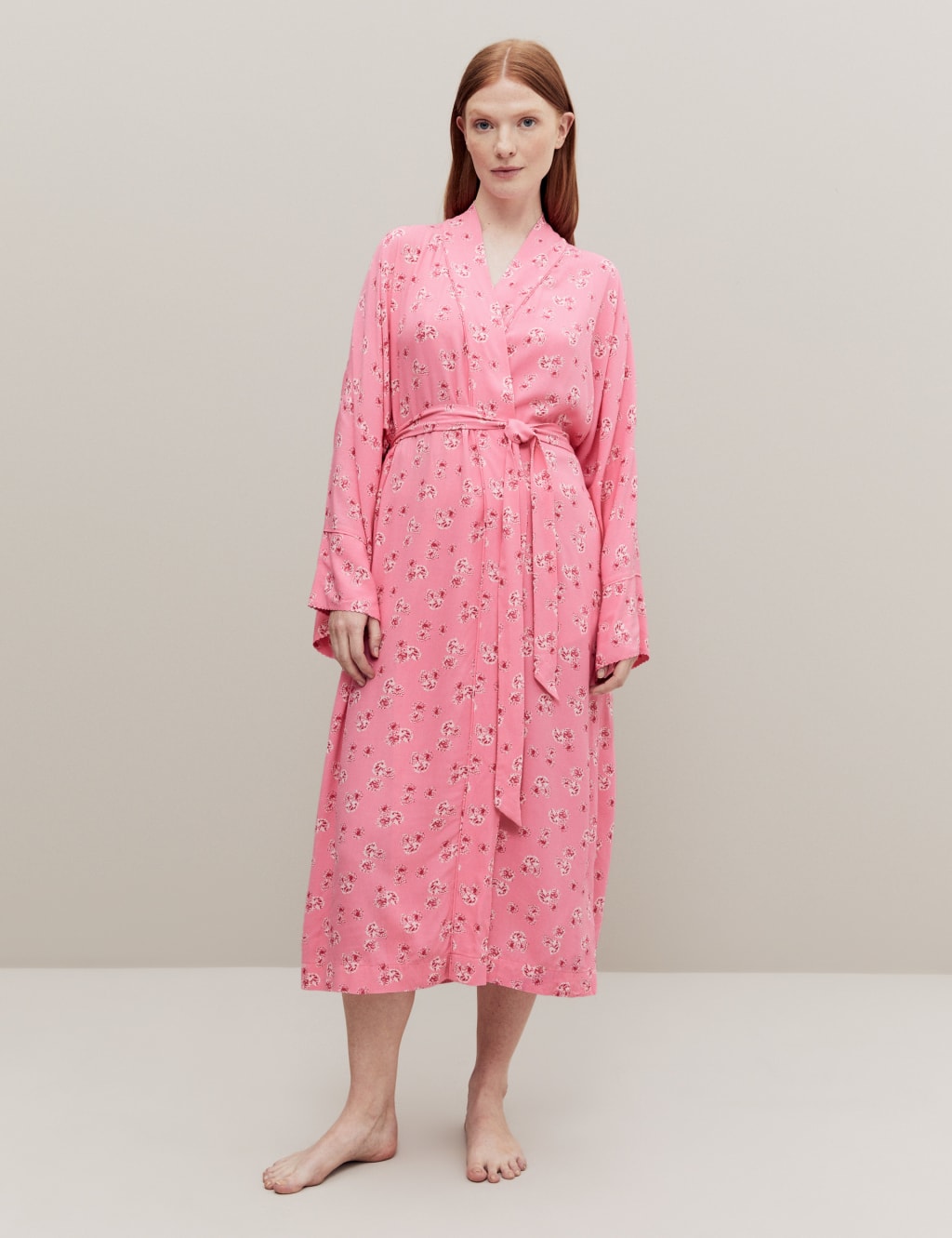 Floral Print Long Kimono Robe image 2