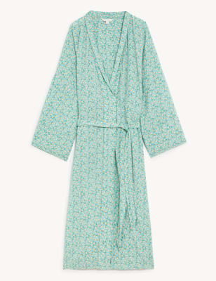 Floral Print Long Kimono Robe