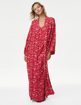 Floral Print Long Kimono Wrap - AL