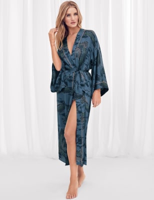 Satin Crane Bird Design Dressing Gown