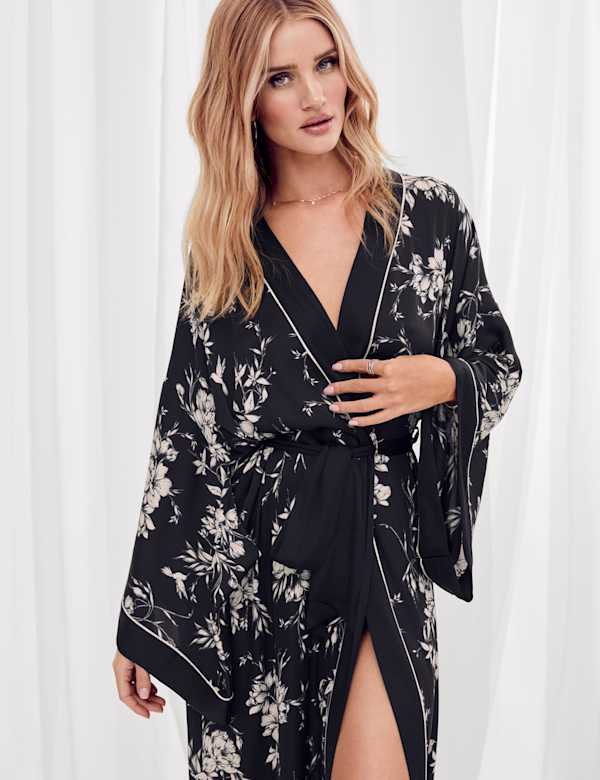 Satin Floral Wrap Dressing Gown