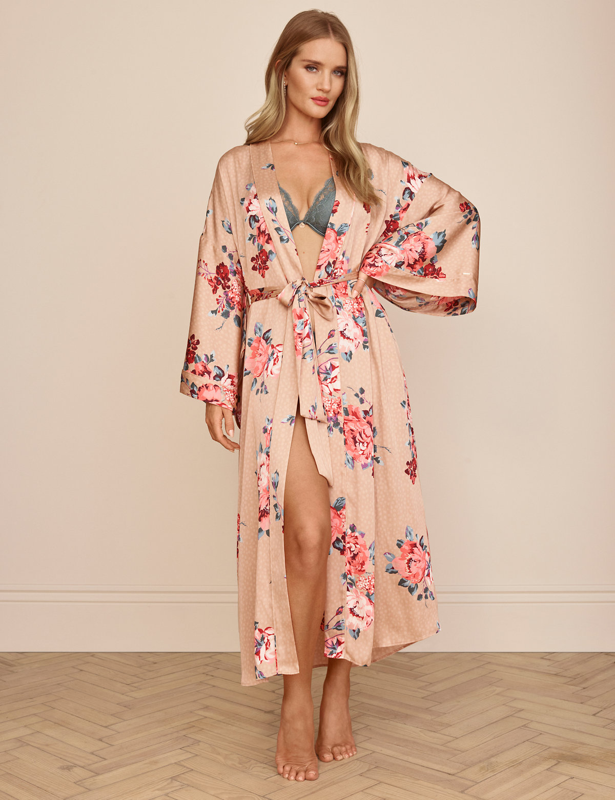 Satin Floral Print Long Wrap