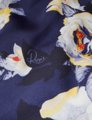 

Womens ROSIE Satin Floral Long Wrap - Medium Blue, Medium Blue