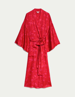 

Womens Rosie Satin Floral Wide Sleeve Wrap - Red Mix, Red Mix