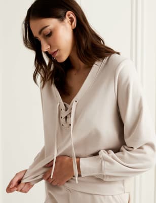 

Womens Rosie Gebürstetes Lounge-Oberteil mit hohem Baumwollanteil - Pale Opaline, Pale Opaline