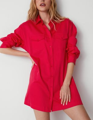 Rosie Womens Pure Cotton Nightshirt - 8 - Red, Red