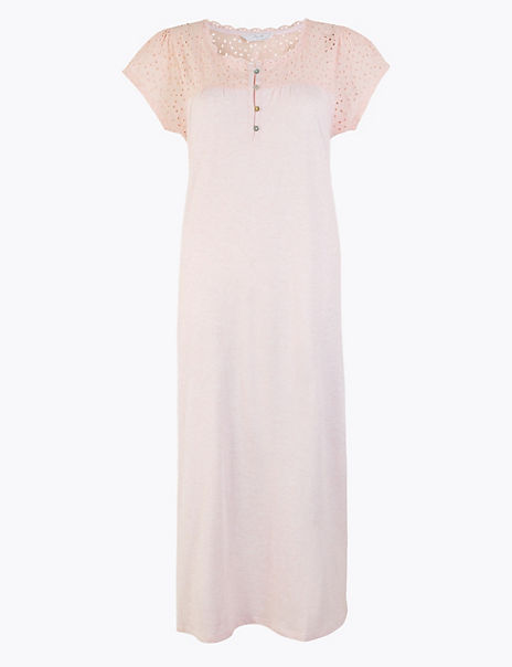 Cotton Broderie Long Nightdress