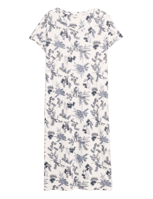 

Womens M&S Collection Langes Cool Comfort™-Nachthemd aus Baumwolle und Modal - White Mix, White Mix