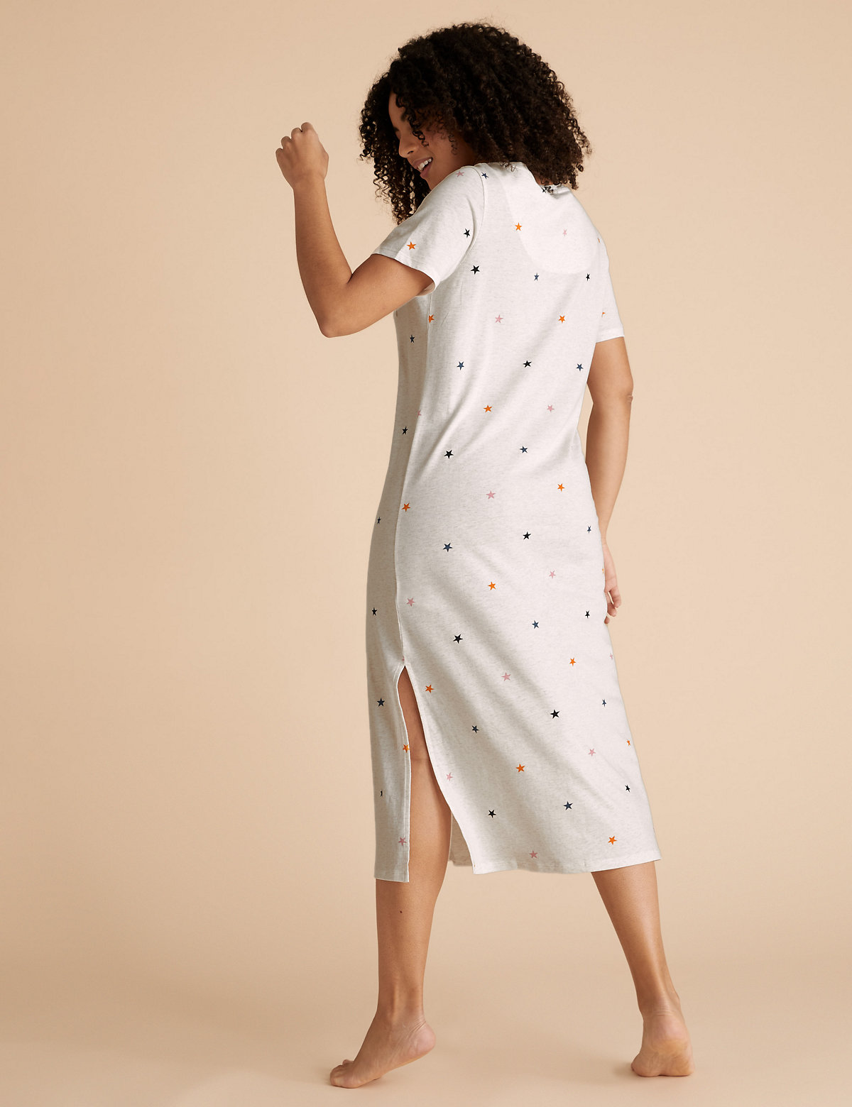 Cotton Modal Star Print Long Nightdress