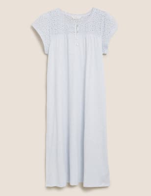 Pure Cotton Broderie Trim Nightdress