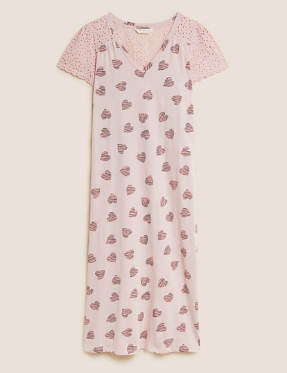 Pure Cotton Printed V-Neck Nightdress