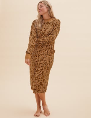 

Womens M&S Collection Cosy Knit Animal Lounge Dress - Caramel Mix, Caramel Mix