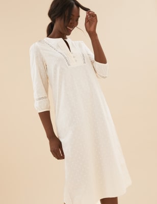 

M&S Collection Camisón tejido Dobby 100% algodónWomens - Light Natural, Light Natural