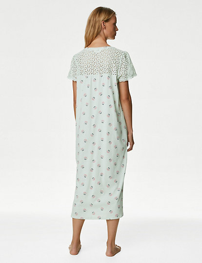 Pure Cotton Floral Broderie Nightdress