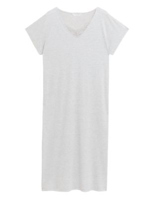 

Womens M&S Collection Cool Comfort™ Cotton Modal Long Nightdress - Grey, Grey