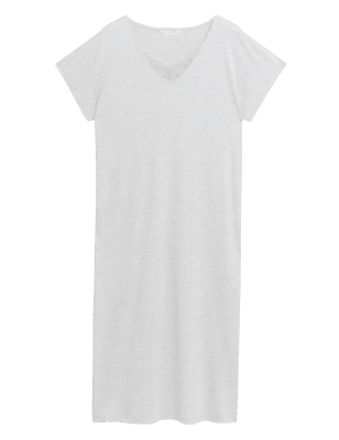 

Womens M&S Collection Langes Cool Comfort™-Nachthemd aus Baumwolle und Modal - Grey, Grey